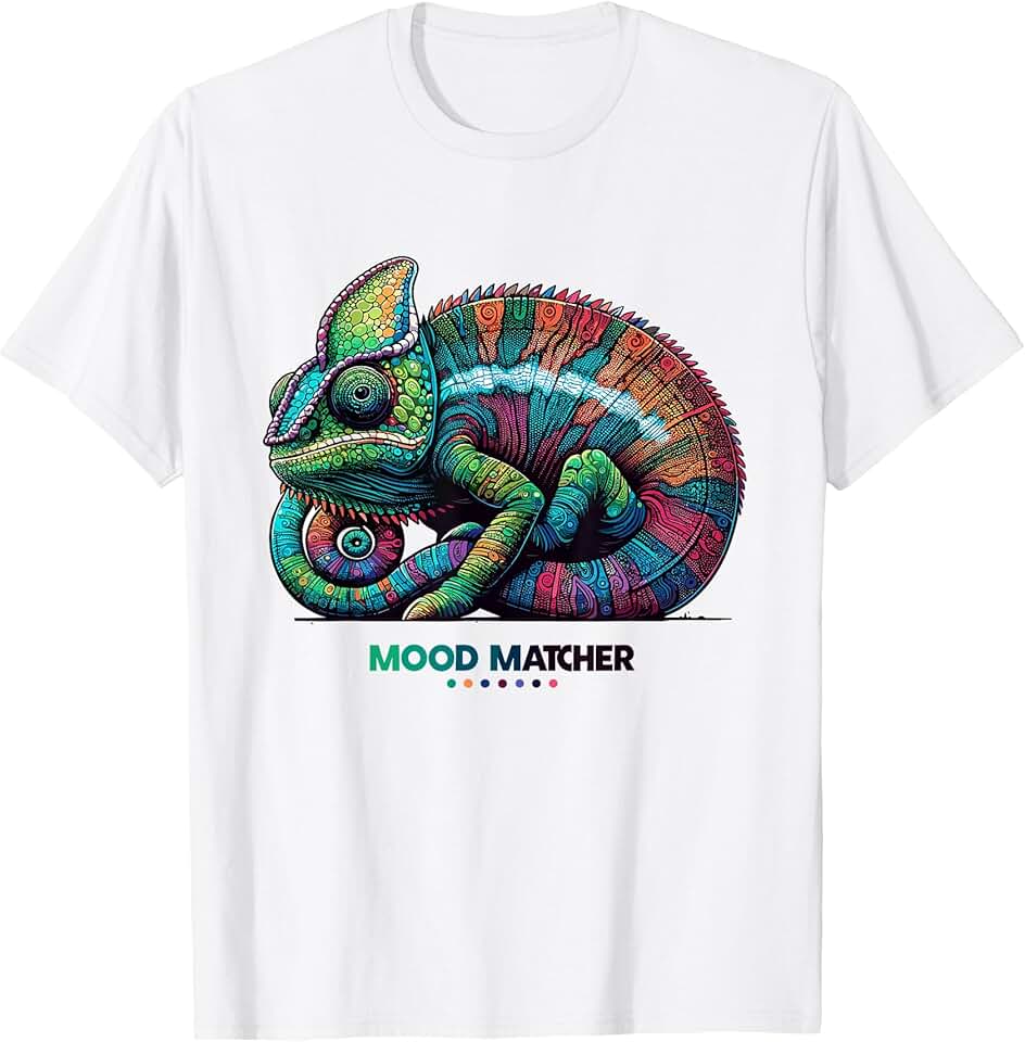 Liquid Prints Chameleon Mood Matcher Color Changing Reptile Camouflage T-Shirt