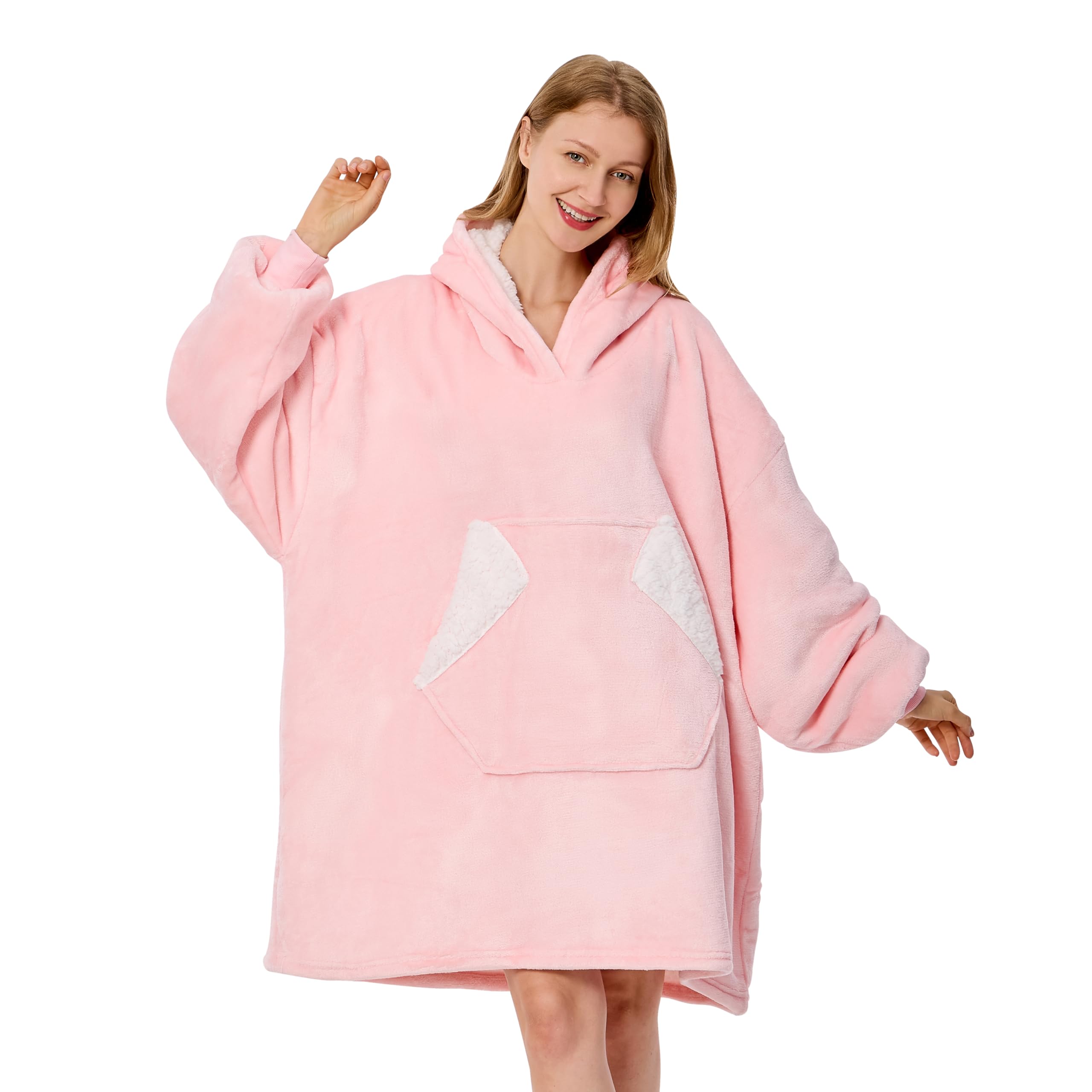 Photo 1 of Ramees Wearable Blanket Hoodie, Oversized Sherpa Fleece Sweatshirt Blanket with Sleeves and Pockets