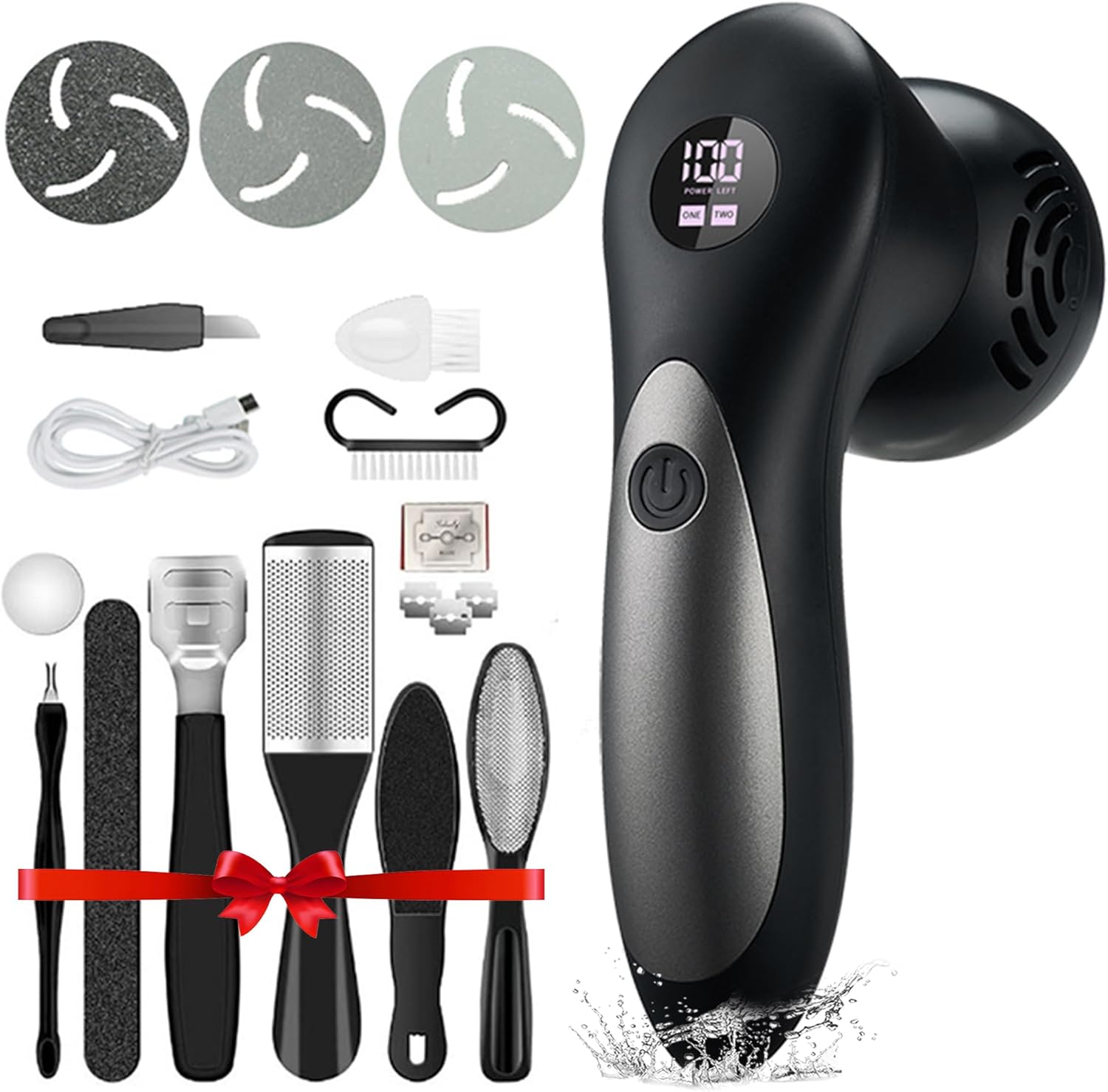 DoeeanCallus Remover for Feet Electric Feet Callus Remover Foot Scrubber 17 in 1 Professional Foot Care Tool Ipx6 Waterproof Rating for Removing Hard Cracks Dryness and Dead Skin (Black)