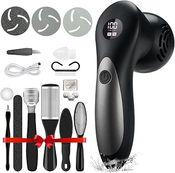 Callus Remover for Feet Electric Feet Callus Remover Pedicure Foot Scrubber 17 in 1 Professional Foot Care Tool Ipx6 Waterproof Applicable to Removing Hard Cracks Dryness and Dead Skin Black