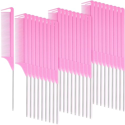 Miniatura 10 de Patelai 30 peines de cola de rata a granel de acero a granel, cola de rata, fibra de carbono, resistentes al calor, para trenzar dientes finos,