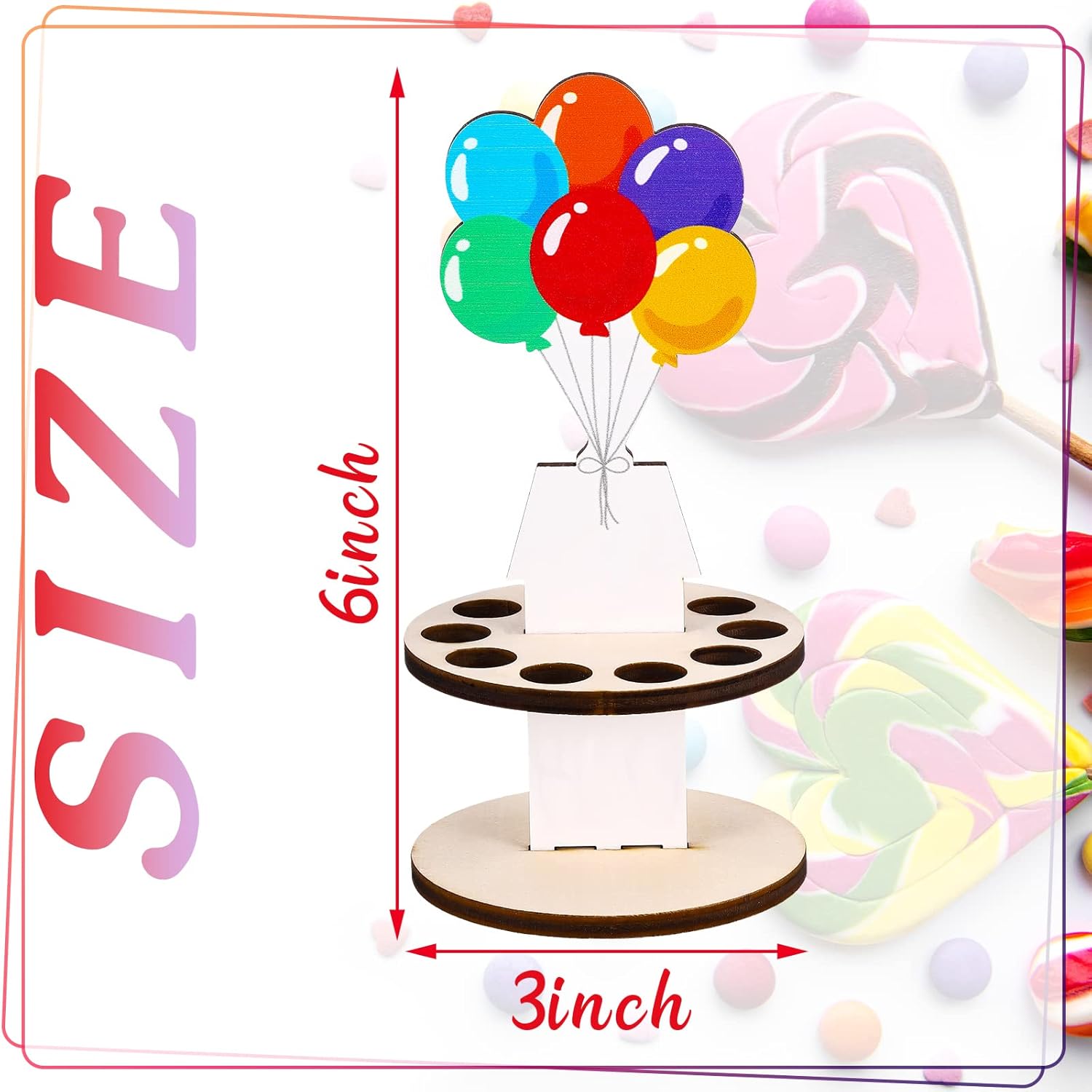 Weysat 3 Pcs Wooden Birthday Money Holder for Cash Gift Double Layer Writable Wishes on The Back Side, Cake Balloons and Candles Shape Tops Cash Cake Gift Card Holder with 10 Holes for Placing Money