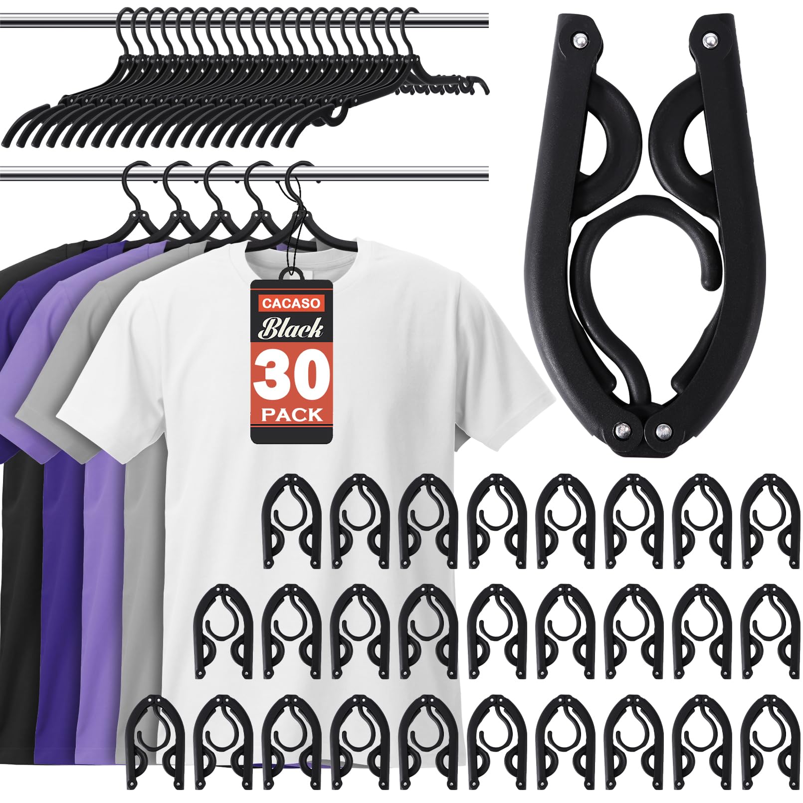 30 Pcs Travel Hangers,Black Foldable Hangers for Travel,Portable Folding Travel Hangers,Lightweight Foldable Travel Hangers,Travel Clothes Hanger,Folding Hangers for Traveling Camping Home