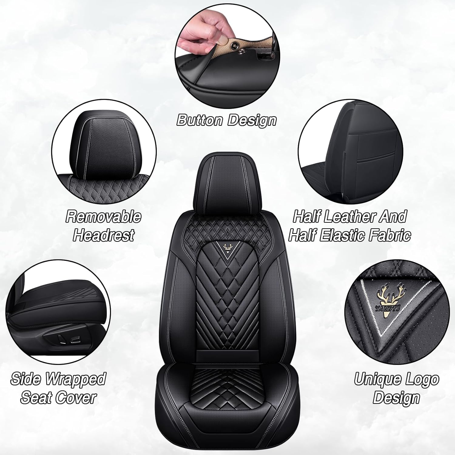 Car Seat Covers for Ford Edge 2007-2026, Premium Nappa Leather Waterproof & Anti-Slip, Full Coverage Customized fit Ford Edge Seat Covers Front Set (2 Seats Standard,Black)