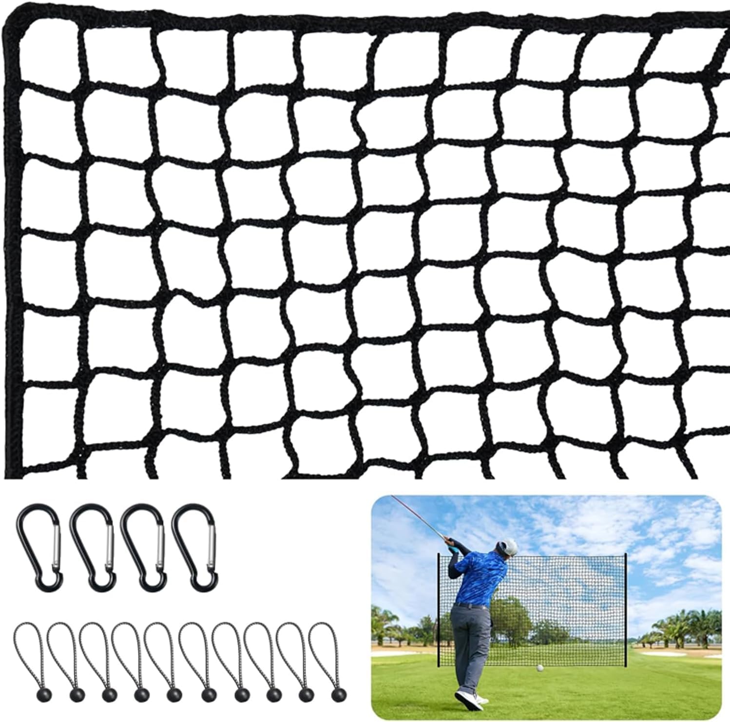 Filet Pare-Ballon d'Entraînement Golf XxXm en Polyester Noir Résistant - Installation Rapide, Réutilisable pour Pratique Extérieur/Intérieur