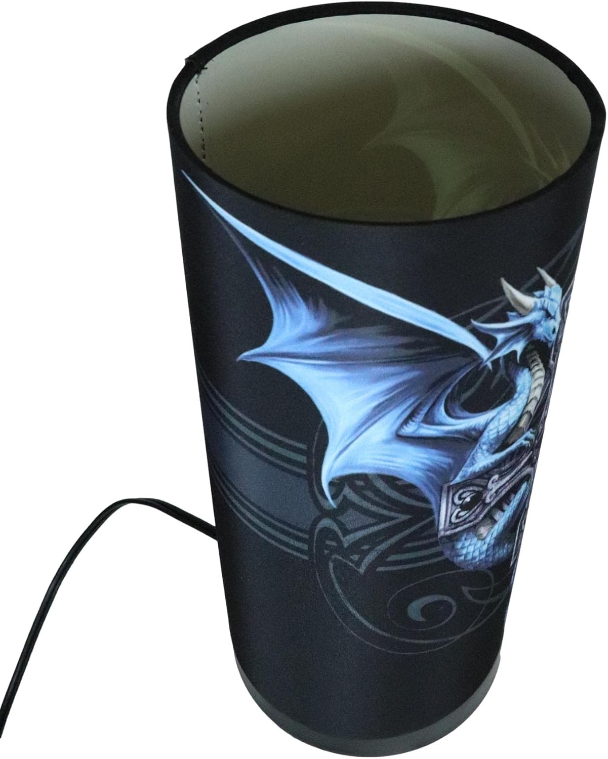 Ebros Gift 11" Tall Anne Stokes Gothic Blue Dragon Duo Celtic Knotwork High Cross Table Column Shade Lamp Desktop Countertop Lighting Accent Decorative Light