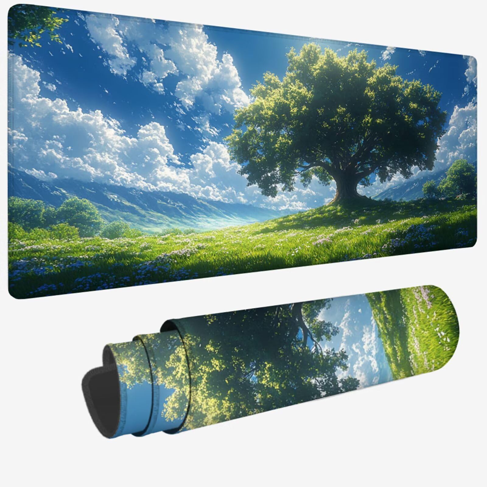 Podkładka pod mysz XXL 1200 x 400 x 3 mm, niebieska podkładka pod mysz, duża podkładka pod mysz z wodoodporną i antypoślizgową gumową podstawą, zmywalna mata na biurko do gier, akcesoria biurowe W