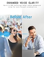 Vista 4 de TECKNET Bluetooth Trucker Headset, Single and Dual Ear Wireless Headset with Mic for Work Noise Cancelling, 50Hrs 3 EQ Music Modes Trucker Bluetooth