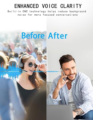 Miniatura 4 de TECKNET Bluetooth Trucker Headset, Single and Dual Ear Wireless Headset with Mic for Work Noise Cancelling, 50Hrs 3 EQ Music Modes Trucker Bluetooth