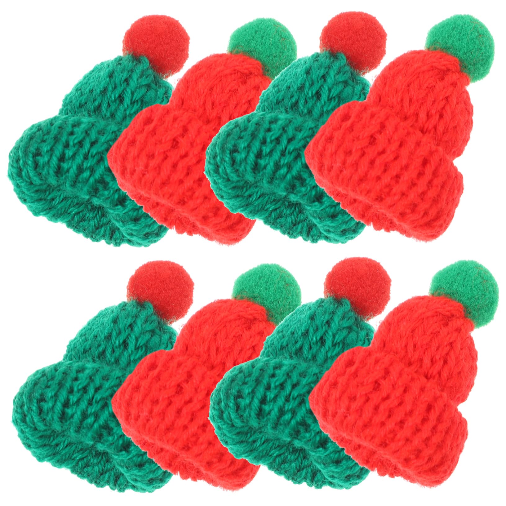 Mikinona 20 Pièces Bonnets de Noël Tricotés Décoratifs pour Fête Accessoires DIY Rouge et Vert Chapeaux Miniatures pour Décoration de Table et Dinvités