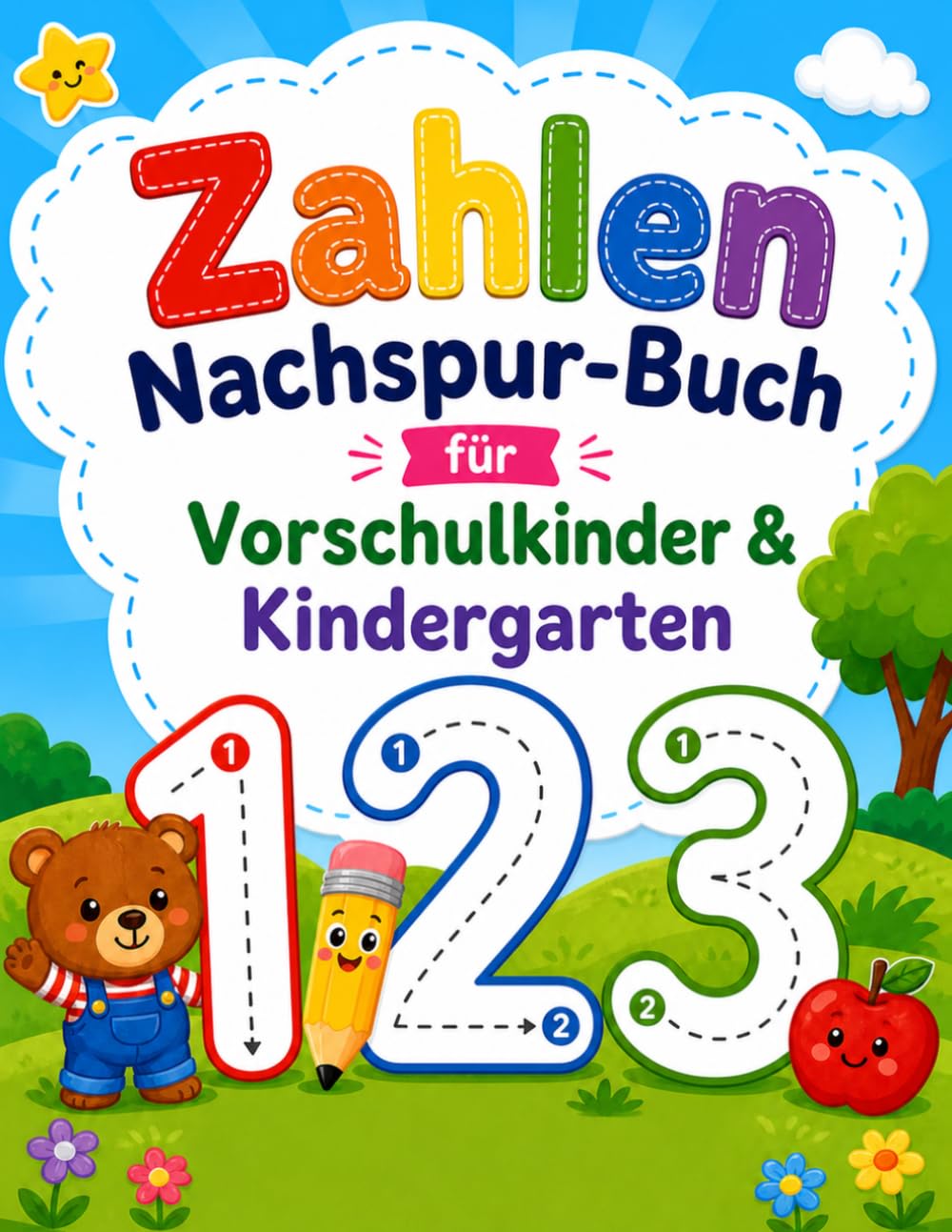 Übungsheft zum Zahlen nachspuren für Kindergarten und Vorschule: Mein erstes Übungsheft zum Zahlen nachspuren: Einfache und spaßige Schreibübungen für Kindergarten & Vorschule (3-5 Jahre)