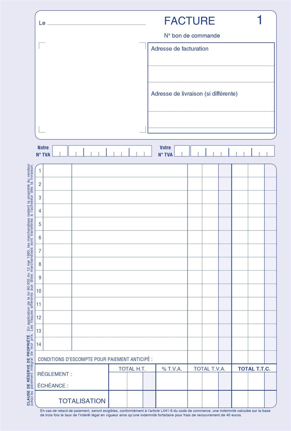 CARNET 'FACTURES' 210X140 50/3+0 (par 10)