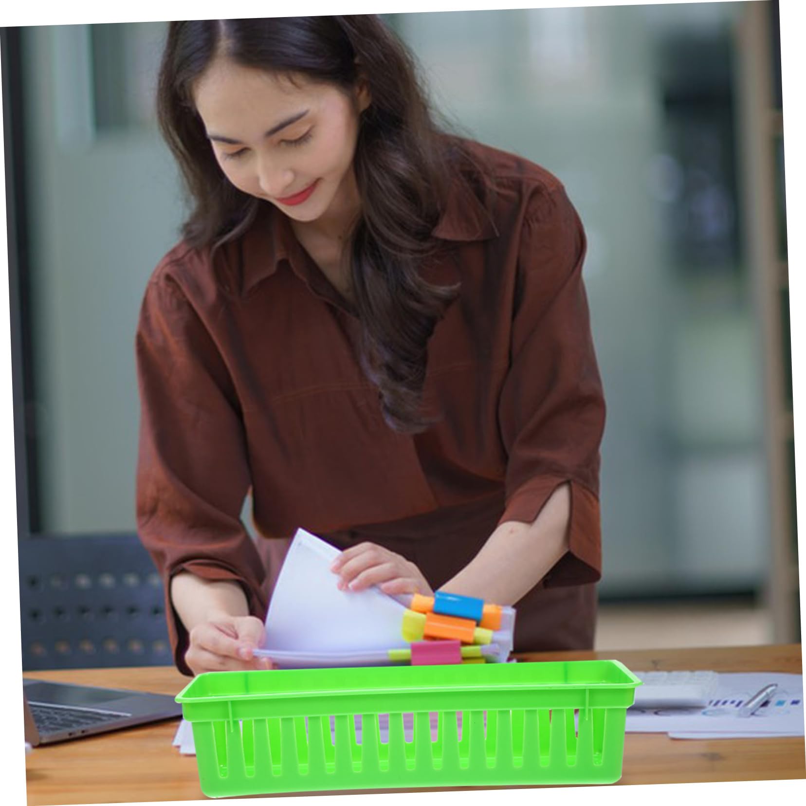 30piezas Cesta De Almacenamiento Para Oficina Organizador De Escritorio De Plástico Para Lápices y Material De Papelería Contenedor De Brillantes Para Aula y