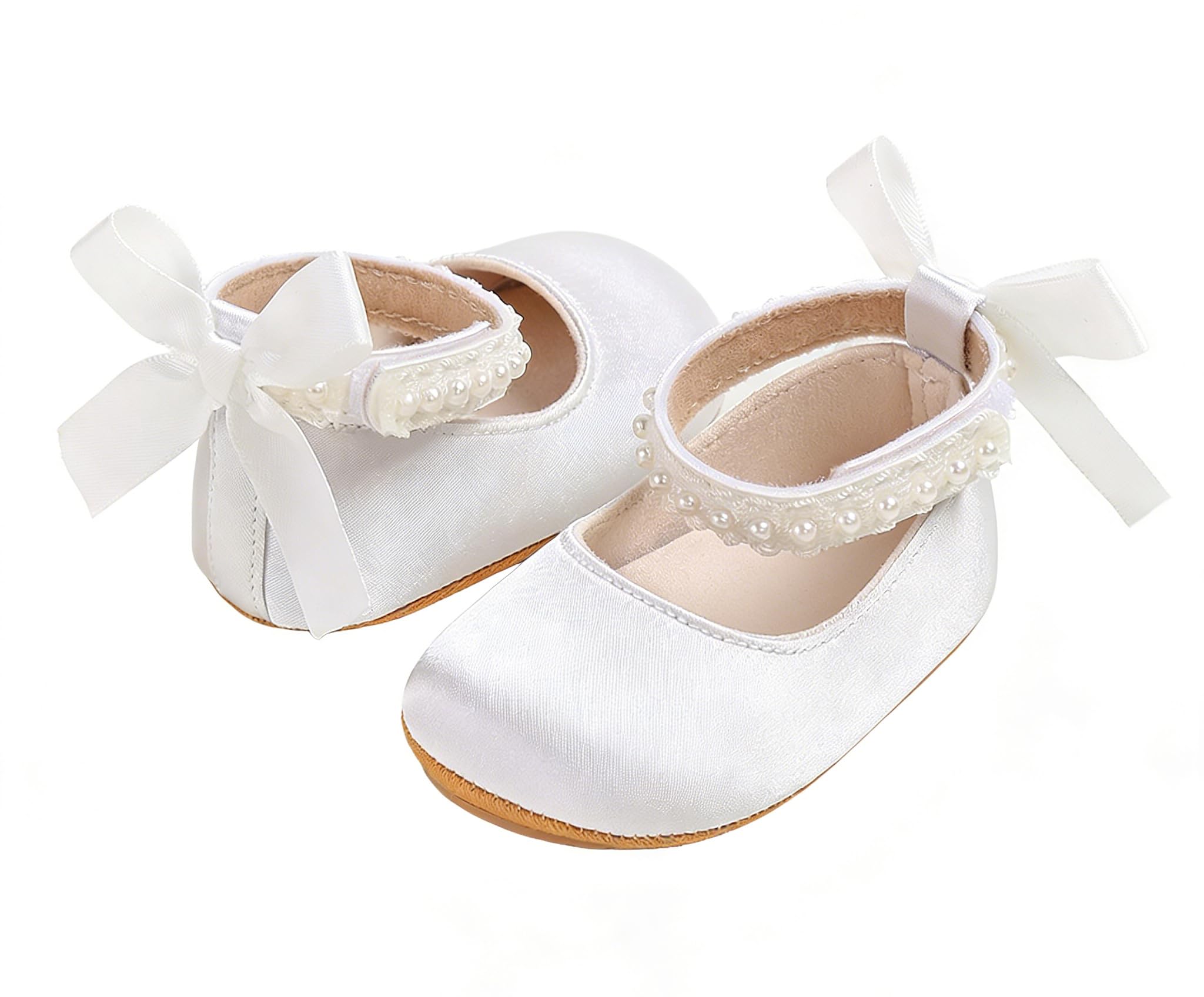 Mary Jane - Scarpe da bambino con fiocco e perla, per bambine da 0 a 18 mesi