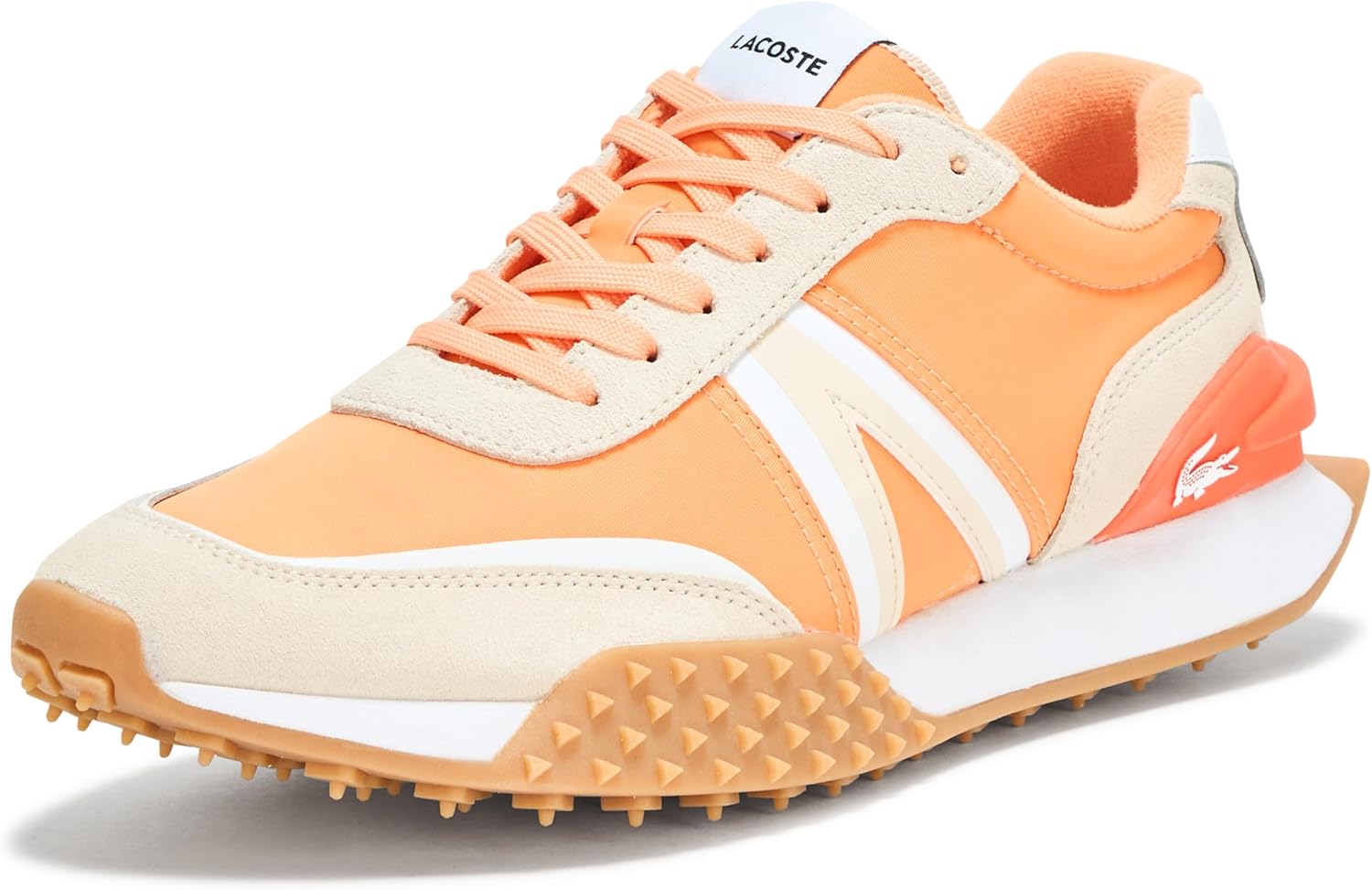 Lacoste Women's L-Spin Deluxe Sneaker, Light Orange/Off White, 8.5