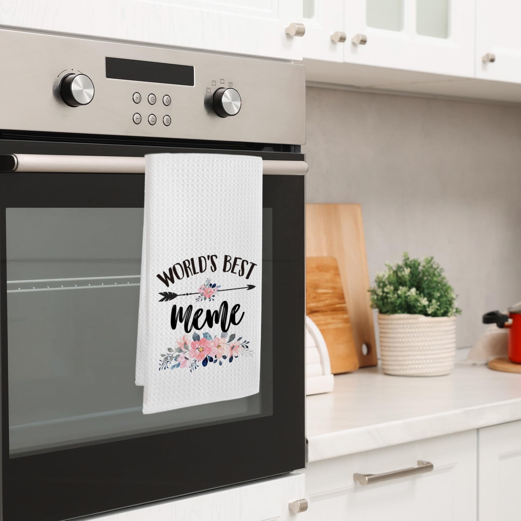 Meme Gifts Kitchen Towels, Mother's Day Christmas Birthday Gifts for Grandma from Grandkids Hand Towels Bathroom Decor, World's Best Meme Dishcloths Dish Towel for Kitchen 16x24 Inches