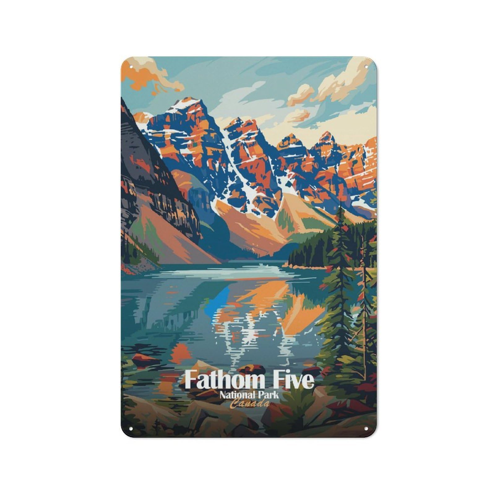 Junmoney Style-12 Retro Metal Plaque 30X20cm Featuring Fathom Five National Park Canada For Workshop Wall, For Metal Sign Collectors, For Garage And Workshop Walls