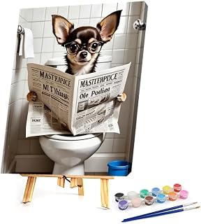 DIY Smart Chihuahua Oil Painting Kit by Numbers on Canvas 15.75x19.69inch | DIY Animal Oil Painting Kit by Numbers on Canvas 15.75x19.69inch, Frameless Canvas, Great Gift for Adults, Home Wall Decor