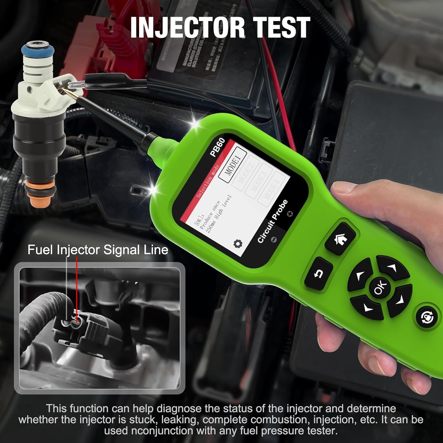 JDIAG Multifunctional Automotive Circuit Tester Kit - 0-80V Voltage Tester, 12V/24V Battery Tester, Relay and Fuel Injector Tester, Multimeter, Oscilloscope, Power Circuit Probe Tester with 33FT Cable