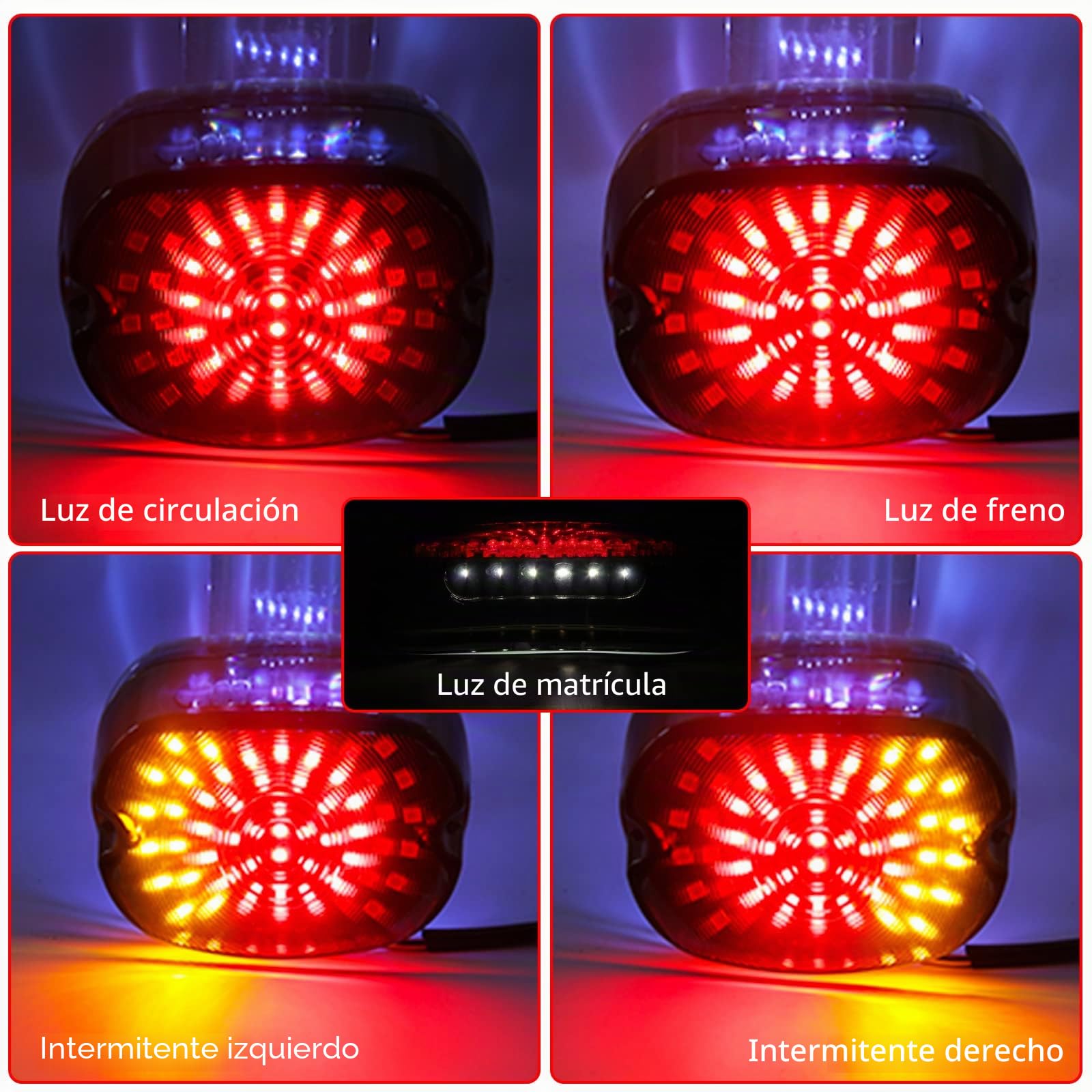 JMTBNO Luz Trasera LED para Moto Luz de Freno Luz de Señal de Giro Luces Traseras Integradas Compatible con Har-ley Dyna Sportster 883 1200 Road King Electra Glide Softail