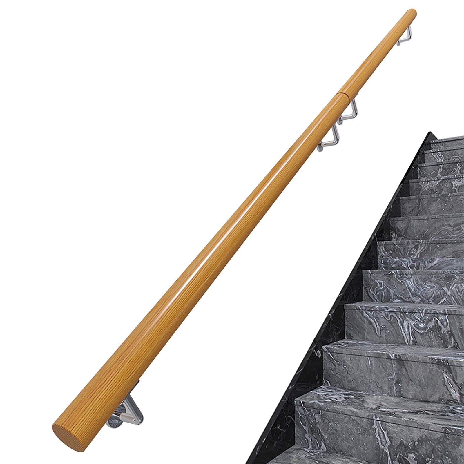 LWJSOCP Solid Wood Handrail Kit for Stairs 7ft Round Handrails for Villa Loft Interior Family Access Hallway and Fence 1ft 20ft Options Available