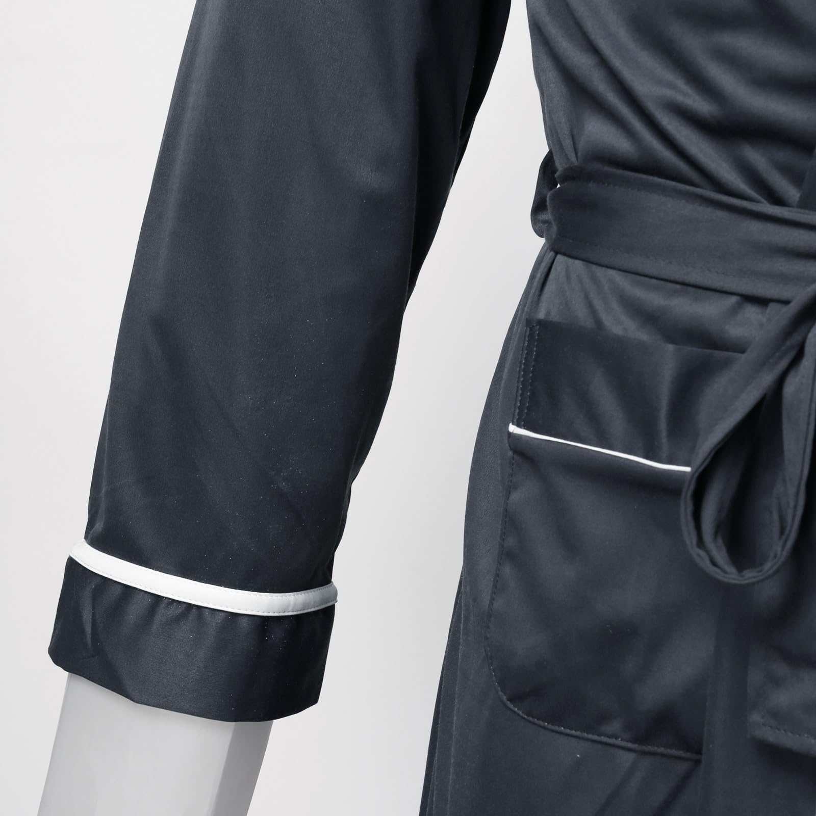 Peignoir Homme Satin,Robe De Chambre Homme Ete Légère Peignoir De Bain Manches Longues Confortable Couleur Unie Pyjama Kimono avec Poche et Ceinture Imitation Pyjamas de Soie