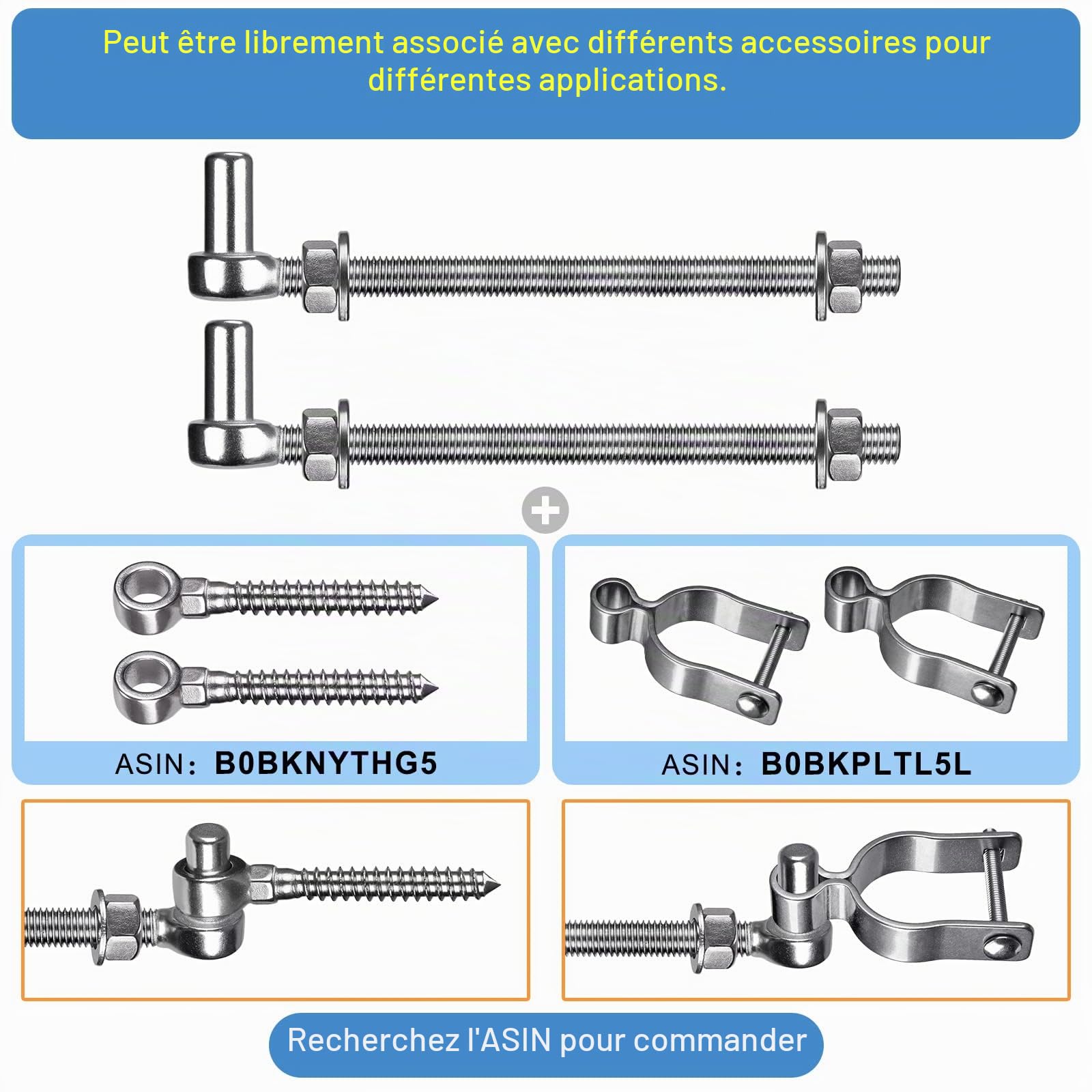 Insaga Charnière de Portail M12, 4pcs Quincaillerie à œillet de Champ Robuste 16mm Crochet pour Goupille de Suspension de Jardin en Métal pour Portail de Ferme/Clôture en Bois/Allée, 440lbs/25.4cm