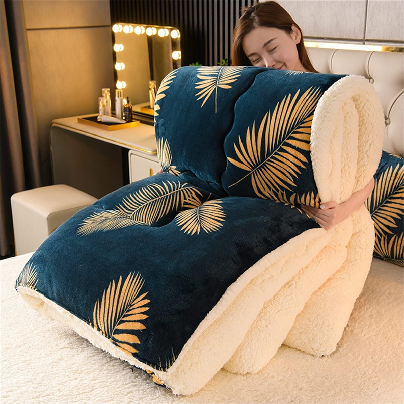 Thickened Super Soft Milk Velvet Winter Quilt，Breathable Super Warm Cashmere Bed Comforter, Double-Sided Velvet Thickened Autumn Spring Plush Comforter Core(Color5,150 * 200cm (3kg))
