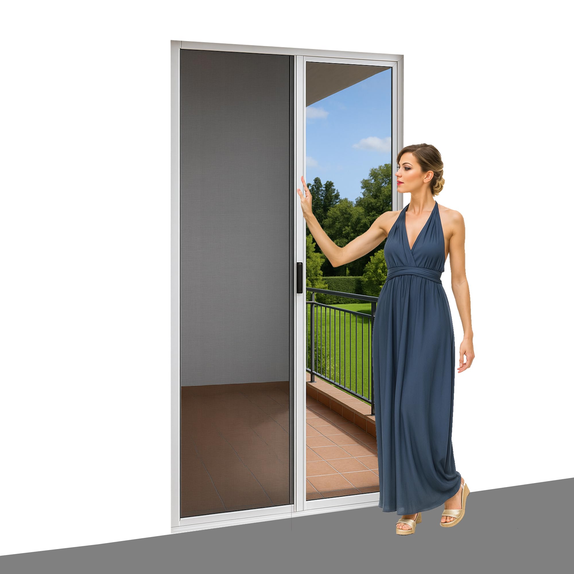 AEFFE Zanzariera a Rullo per Porta Finestra Alluminio 150x250cm, Diversi colori, Riducibile, Avvolgibile per Porte, Finestre, Balconi, Terrazzi (Bianco)