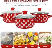 Vista 7 de Juego de mini olla de sopa esmaltada con asas dobles, sartén versátil para fideos de sopa y olla caliente, utensilios de cocina de 3 piezas