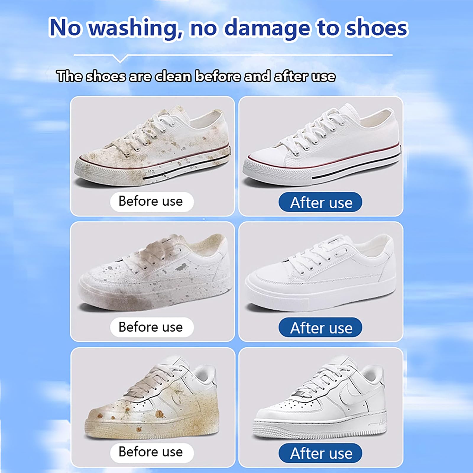 150ml Sneaker Reiniger - Reinigungs Aufhellschaum Für Schuhe, Sofort hellweiße Schuhe, Neu Multifunctional Foam No-Rinse Cleaner für Sneaker Canvas Leder Wanderstiefel(6 Stück)