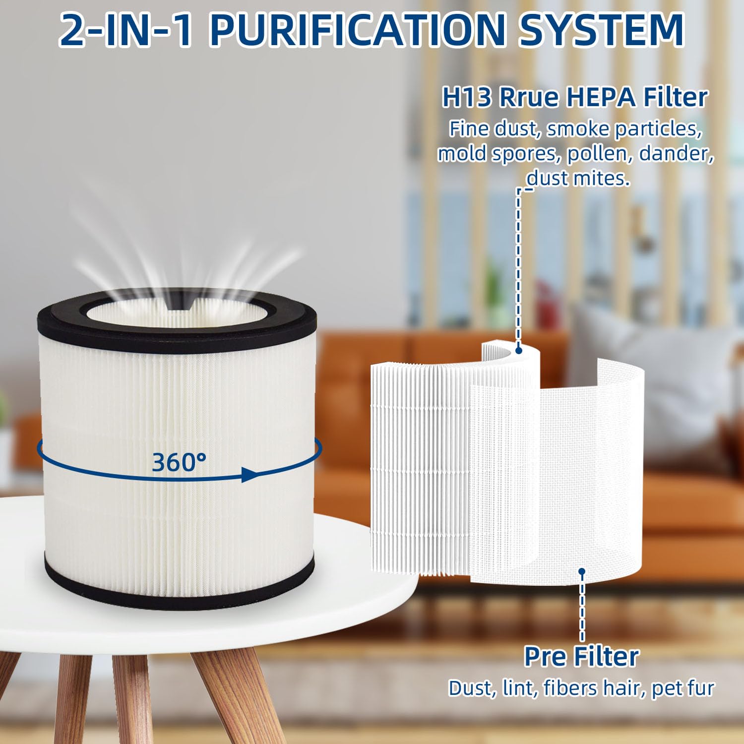 Filtr do oczyszczacza powietrza do Philips 800 Series, H13 True HEPA filtr do oczyszczacza powietrza Philips AC0830/10 AC0820/30 AC0820/10 AC0819/10 oczyszczacz powietrza, filtr FY0194/30, 2 sztuki