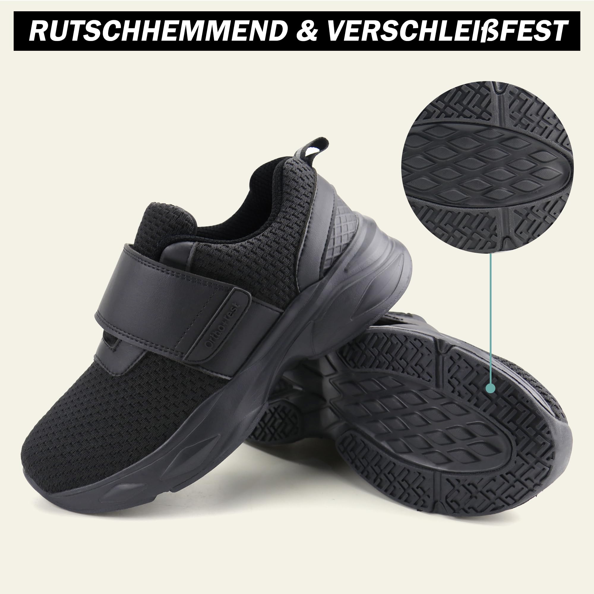 Ortho+rest Zapatos para diabéticos para mujer con cierre ajustable Zapatos ortopédicos para pies hinchados