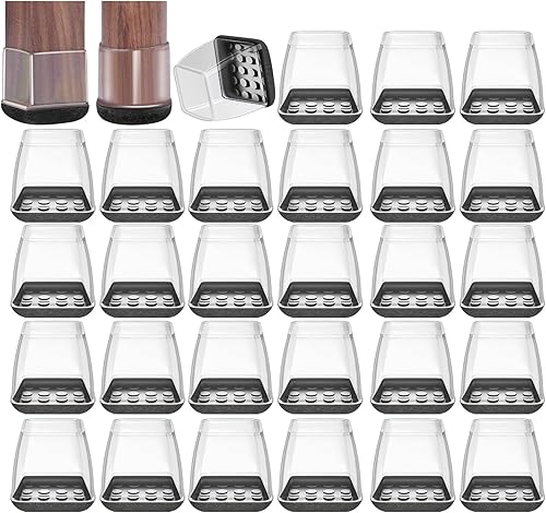 Miniatura 9 de 20 protectores de suelo de silicona transparente para patas de silla para suelos de madera dura, deslizadores redondos y cuadrados, cubiertas de