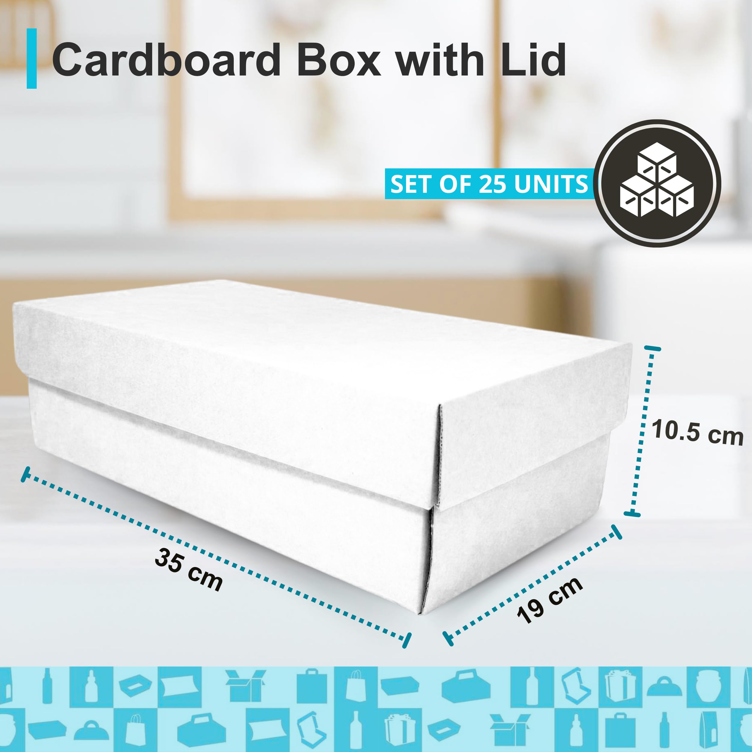 25 Cajas de Cartón Blanco Elegantes para Regalos 350x190x105 mm - Fáciles de Montar, Personalizables para Todas las Ocasiones como Bodas y Días Especiales como Navidad, Halloween
