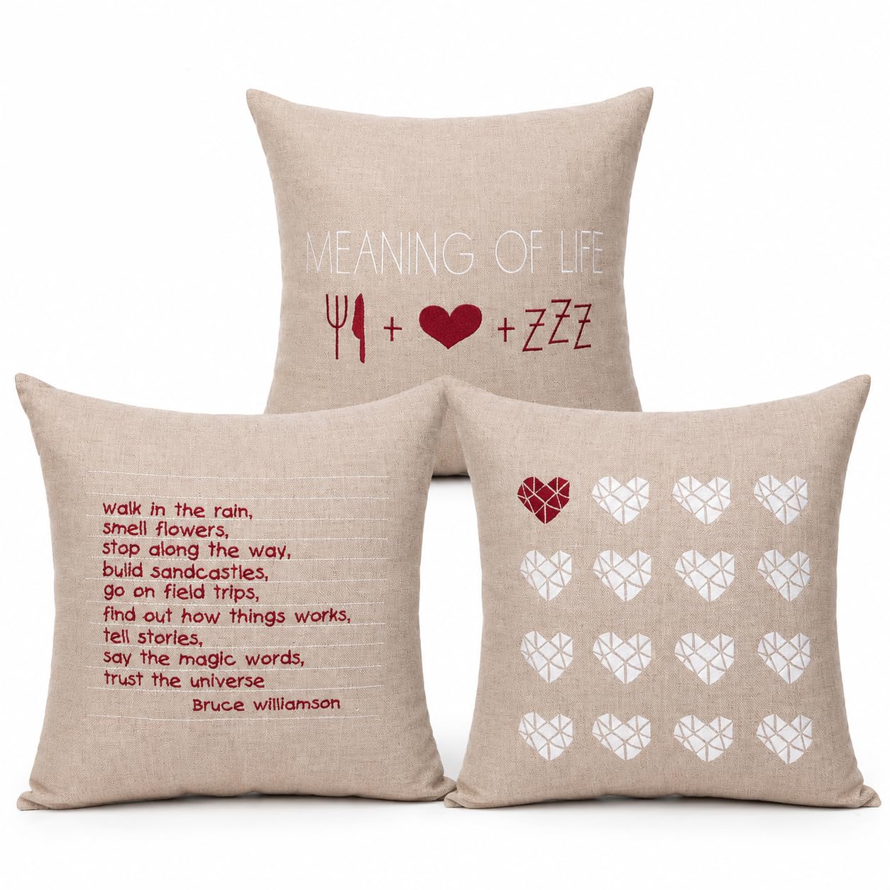 Housses de coussin de décoration rustiques en mélange lin de qualité