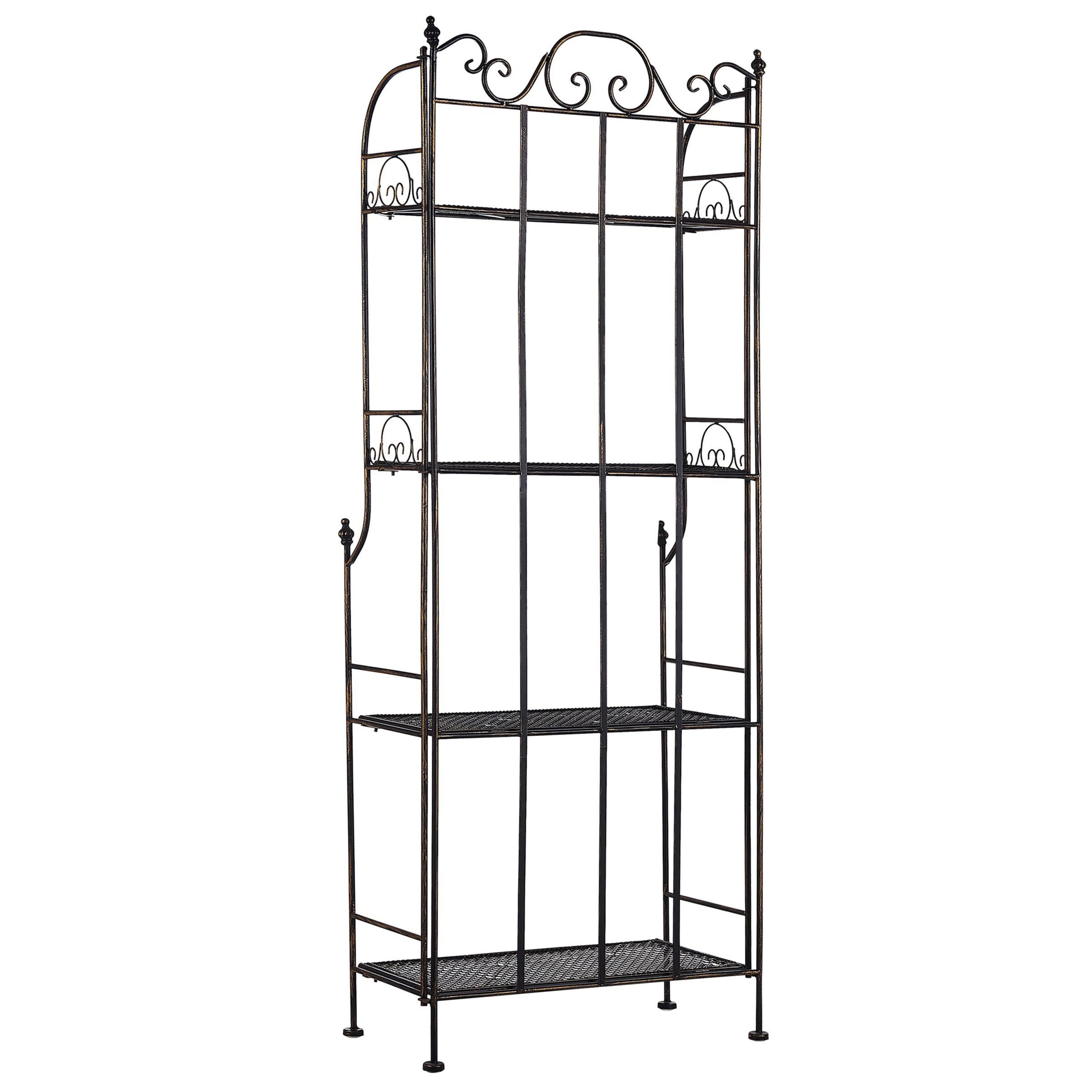 Beliani Gartenregal Metall schwarz/Gold Antik-Optik 4 Ablageflächen klappbar Isernia