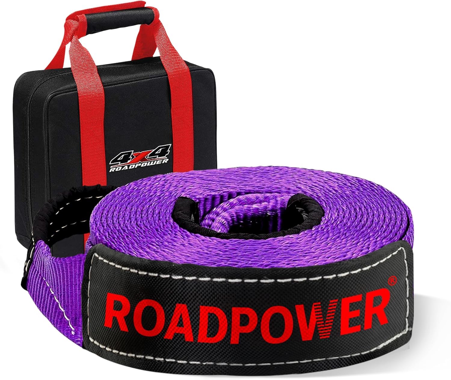 ROADPOWER Winch Recovery Tow Strap | Heavy Duty 20,000 lbs Strength with Storage Bag (9Ton-6Meter)