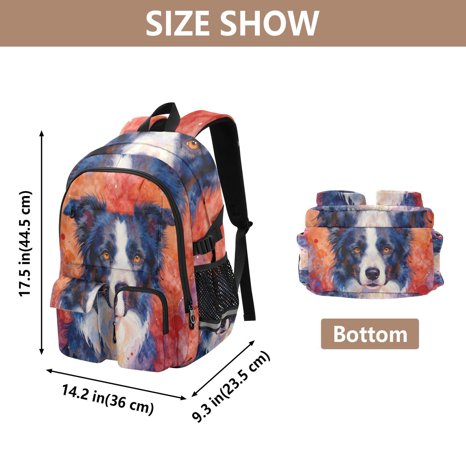 Zaino per computer portatile Art Tie Dye Dog College Work Bag 17,5 pollici