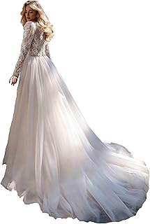 Women's Lace Wedding Dresses for Bride 2025 Ball Gown Satin Wedding Gown 3/4 Long Sleeves Bridal Gown