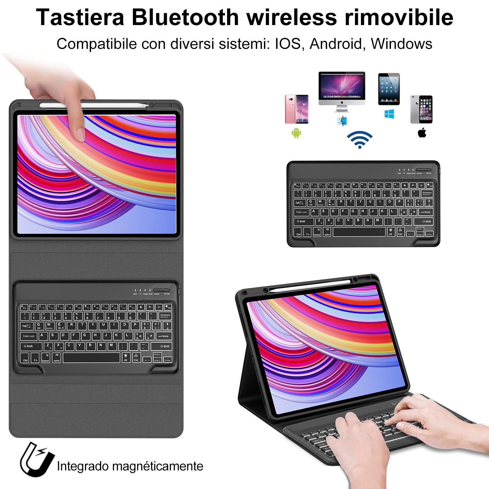 Cover Con Tastiera Bluetooth Per IPad 10a E 11a Generazione (10.9/11") - Tastiera Italiana QWERTY, Trackpad, Portapenna, Oro Rosa