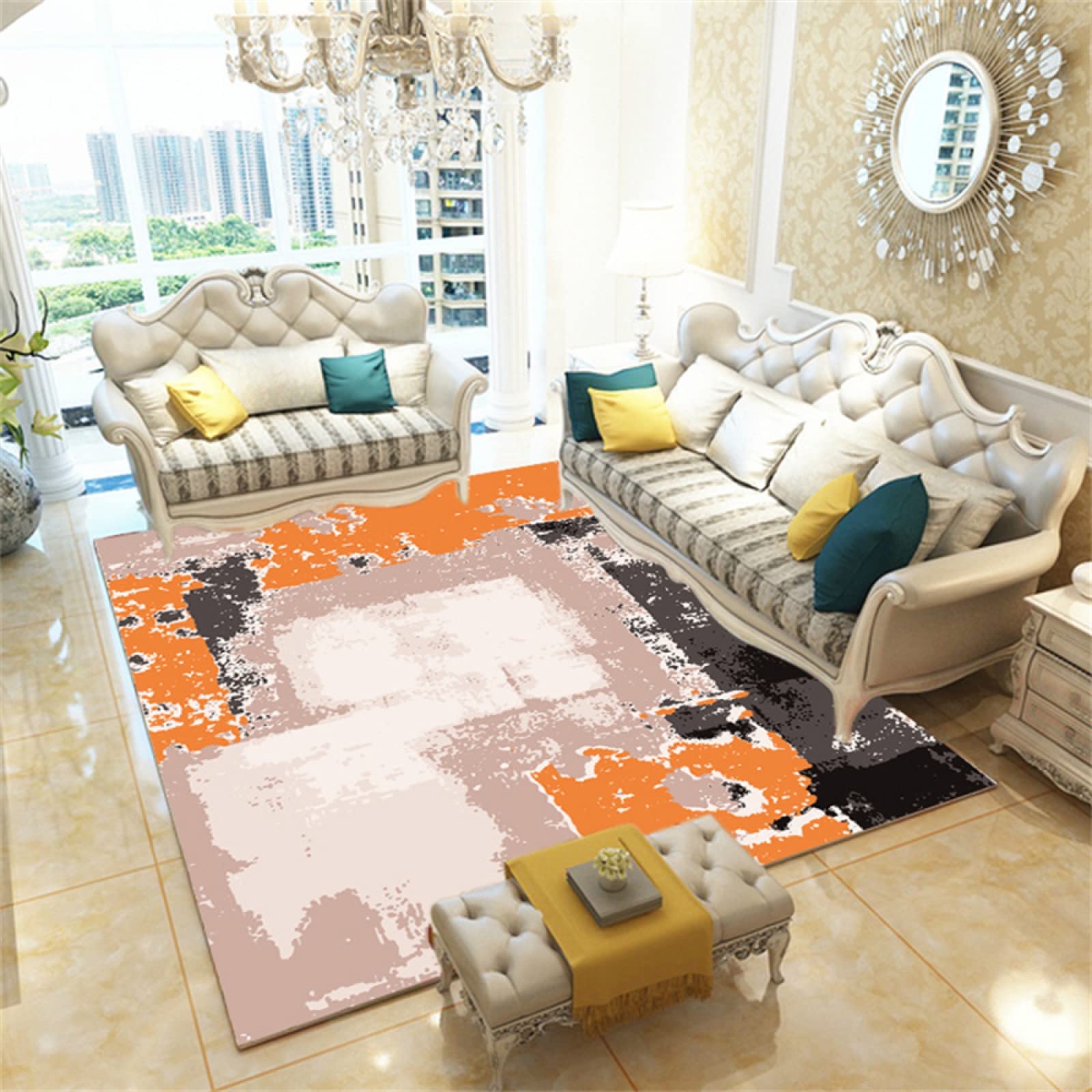 Tapis de sol gamer 180x280cm orange moderne pour chambre fille ado