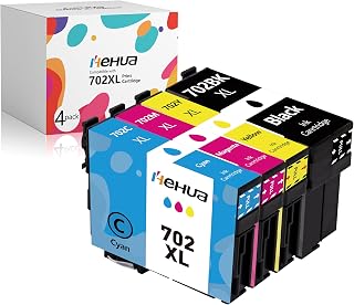 hehua 702XL Ink Cartridge Remanufactured Replacement for Epson 702 Ink Cartridges T702XL T702 702XL Combo Pack for Workforce Pro WF-3730 WF-3720 WF-3733 Printer (4 Pack, Black Cyan Magenta Yellow)