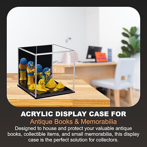 Vista 500 de Better Display Cases Versátil vitrina de acrílico transparente - Caja rectangular grande con base blanca 18" x 12" x 3" (BK09)