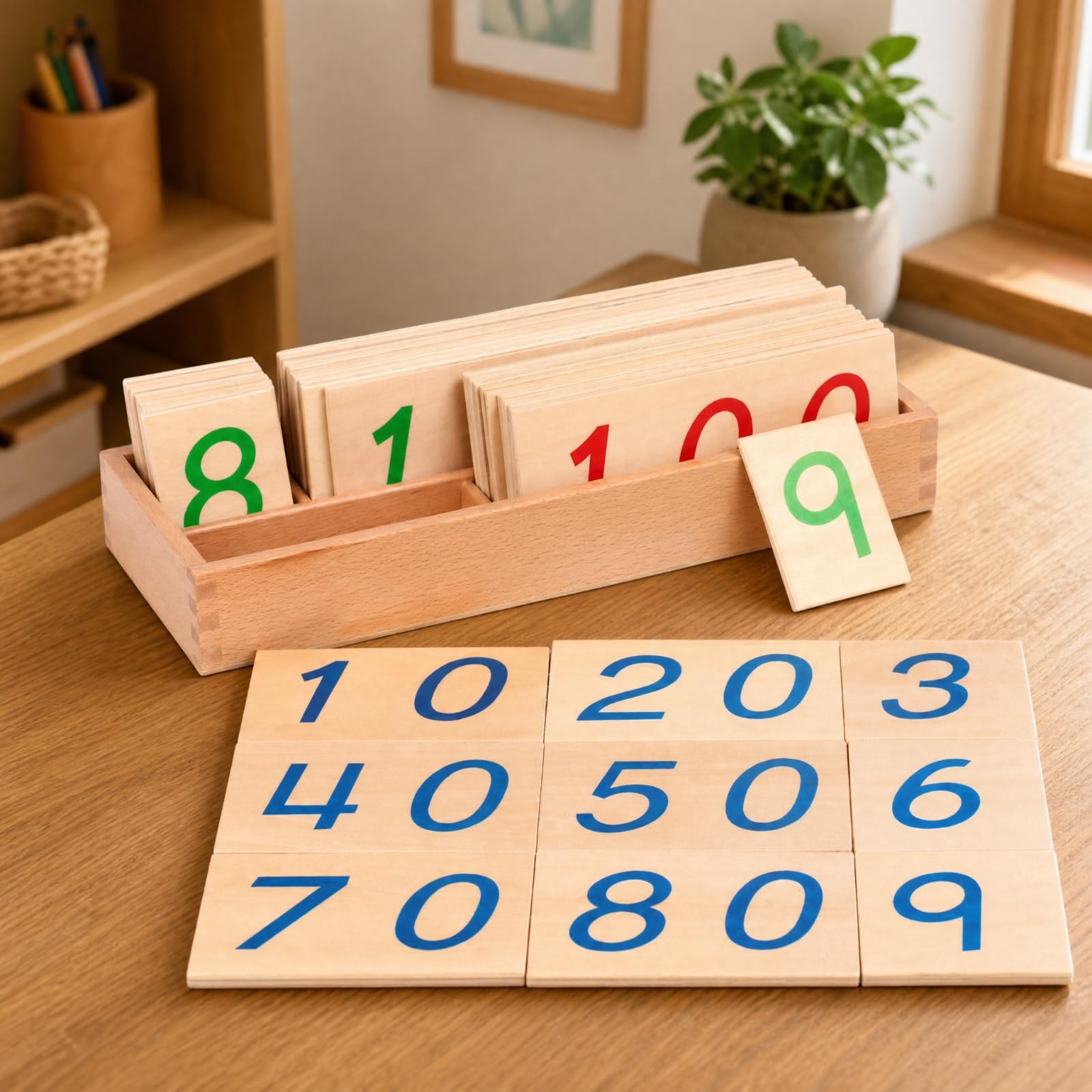 Child-Centered-zahlenkarten-Set aus aus Natur zahlenlernset freundlich pädagogisches Spielzeug für frühförderung, Kleine Karte