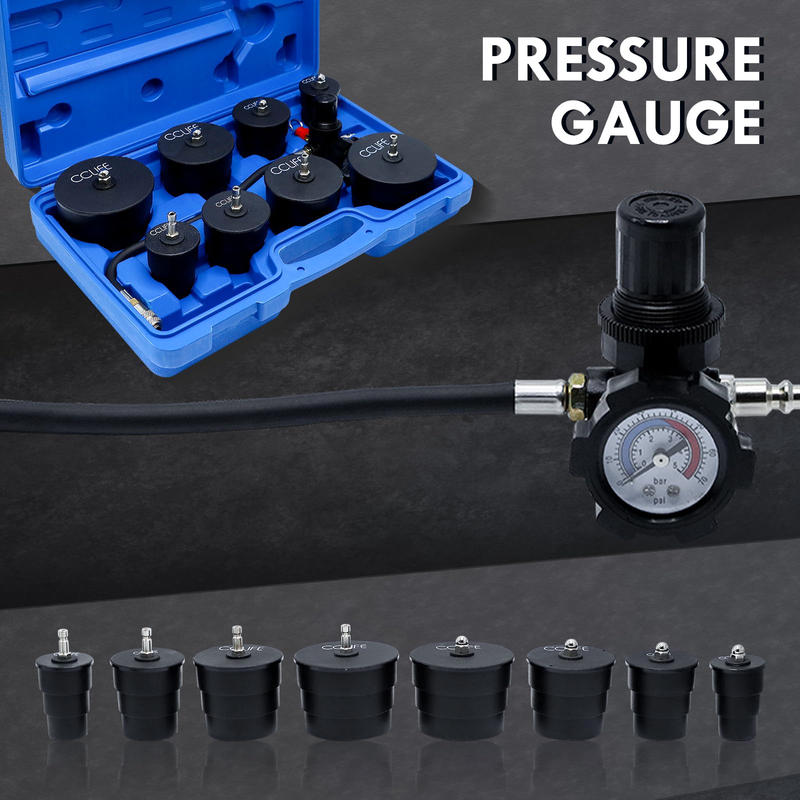 CCLIFE 9 pezzi Tester impianti turbocompressore con Adattatore a Baionetta per Individuazione Delle Perdite nei Componenti Degli Impianti a Turbocompressore
