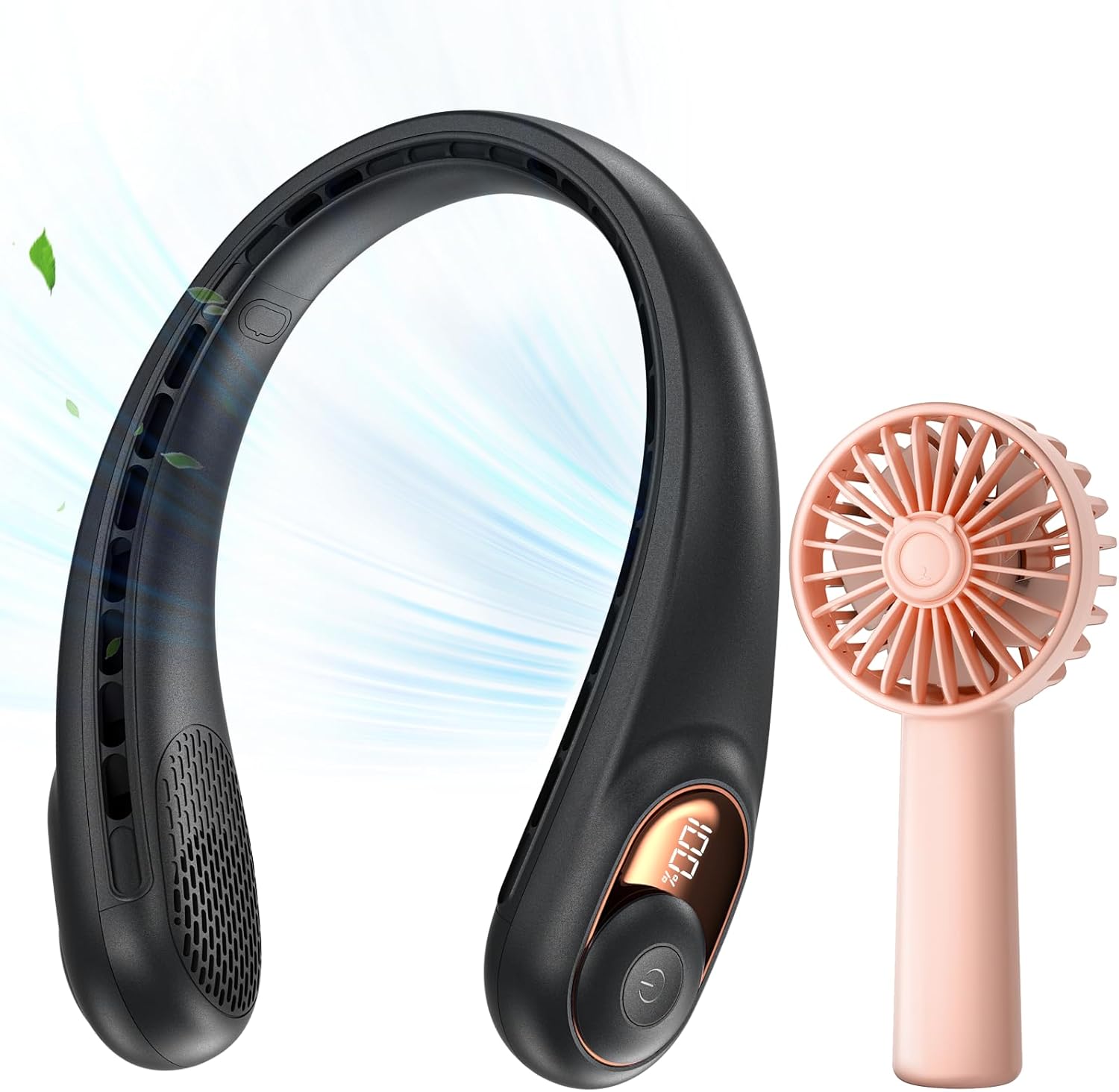 KIDEE Portable Fan, Neck Fan & Mini Handheld Fan, 3 Speeds, USB Rechargeable, Long Use Time, Battery Operate Small Personal Fan for Outdoor Indoor Office Travel