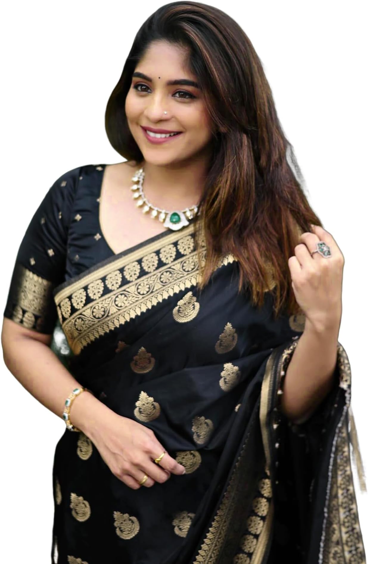 SIRIL Women's Soft Banarasi Silk Jacquard Saree with Unstitched Blouse Piece