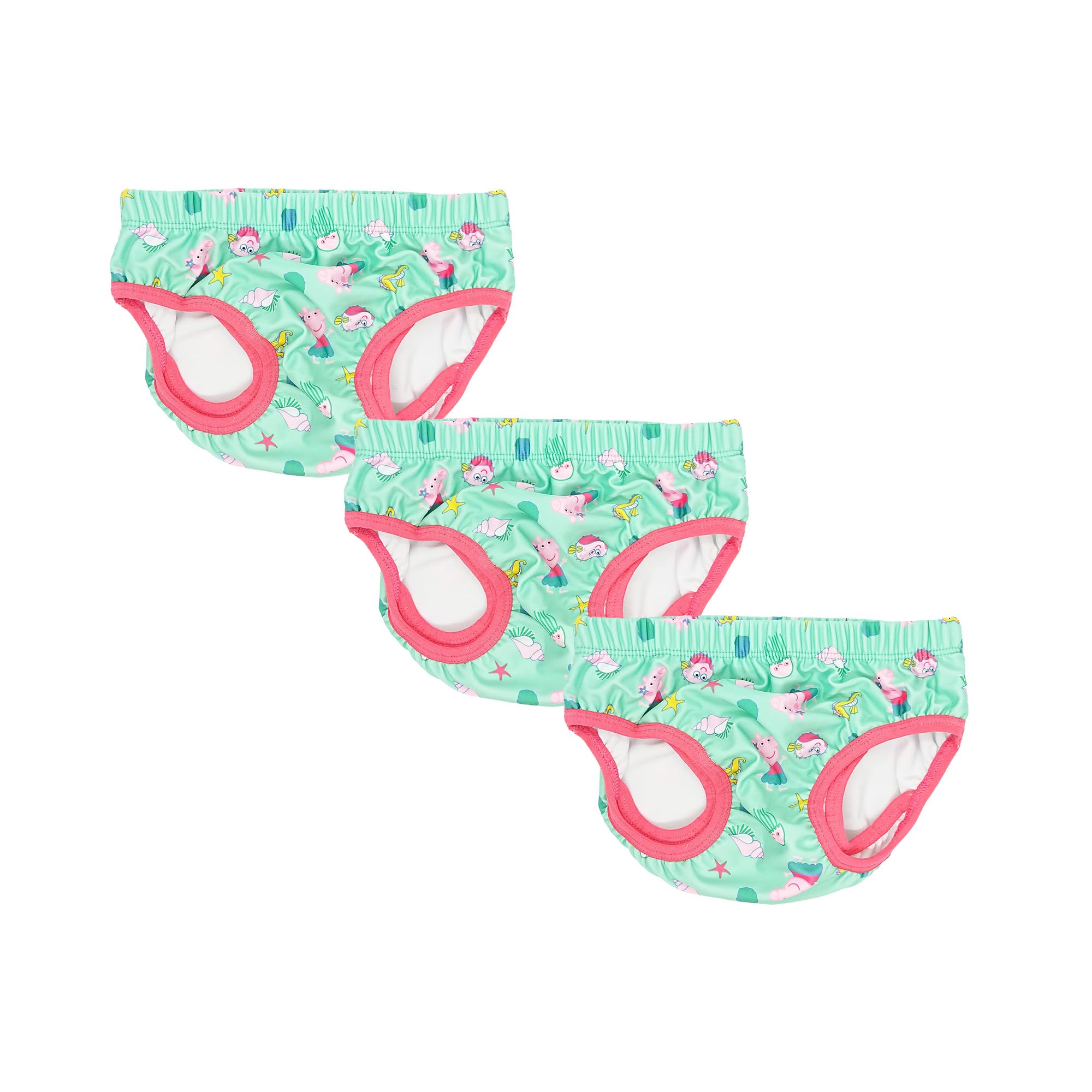 Peppa Pig Swimming Nappy Reusable 3 Pack Unisex Baby Swim Nappy Comfortable Pull Up Swim Nappies, Washable 85% Polyester, 15% Spandex for Babies/Toddler (Teal, XS (0-6 Months), 3, Count)