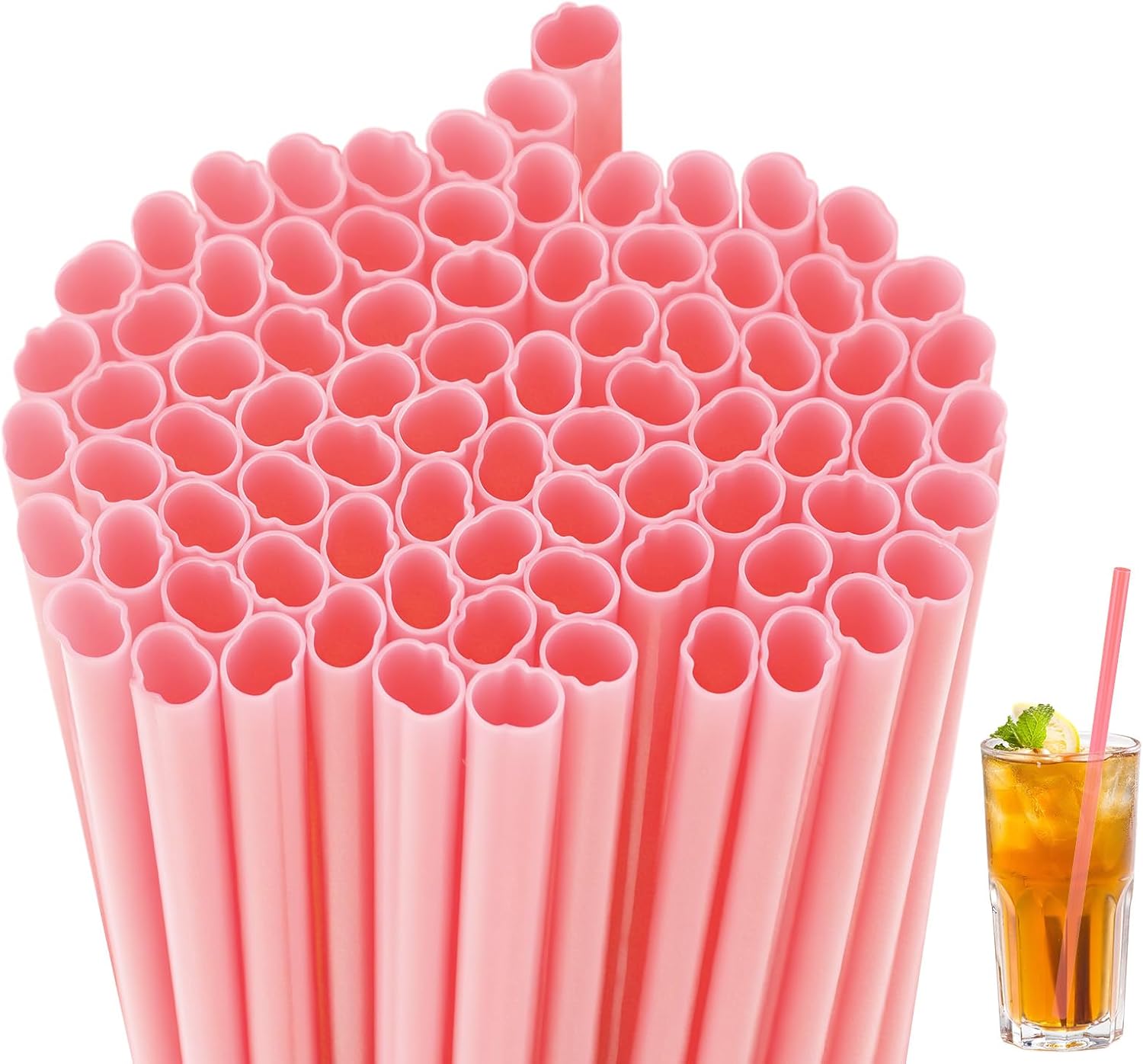 Pitillos plásticos decorativos en pack de 100 unidades color rosa